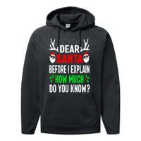 Funny Christmas Dear Santa I Can Explain Performance Fleece Hoodie