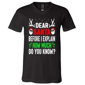 Funny Christmas Dear Santa I Can Explain V-Neck T-Shirt