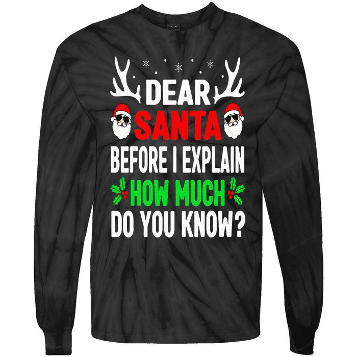 Funny Christmas Dear Santa I Can Explain Tie-Dye Long Sleeve Shirt