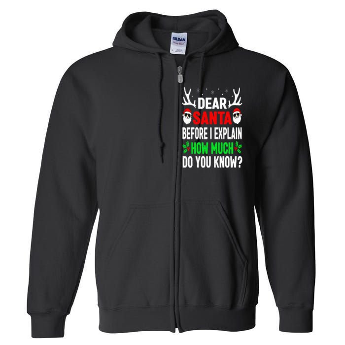 Funny Christmas Dear Santa I Can Explain Full Zip Hoodie