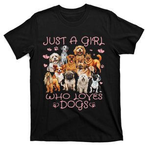 Funny Cute Dog Puppy Lover Just A Girl Who Loves Dogs T-Shirt