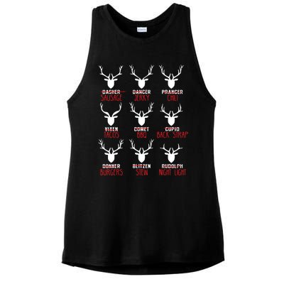 Funny Christmas Deer Hunters All Of Santas Reindeer Design Ladies PosiCharge Tri-Blend Wicking Tank