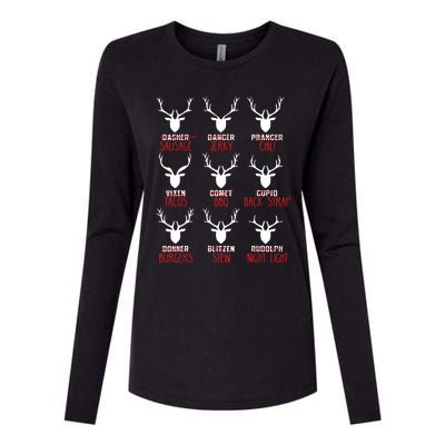 Funny Christmas Deer Hunters All Of Santas Reindeer Design Womens Cotton Relaxed Long Sleeve T-Shirt