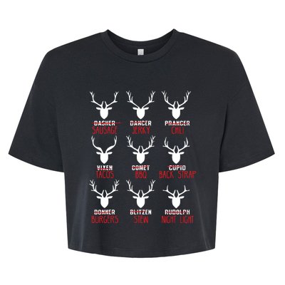 Funny Christmas Deer Hunters All Of Santas Reindeer Design Bella+Canvas Jersey Crop Tee