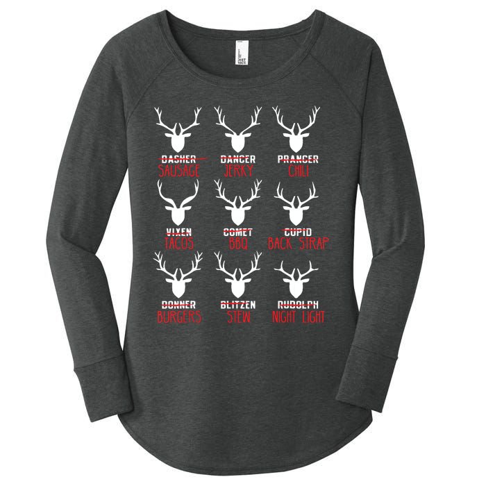 Funny Christmas Deer Hunters All Of Santas Reindeer Design Women's Perfect Tri Tunic Long Sleeve Shirt