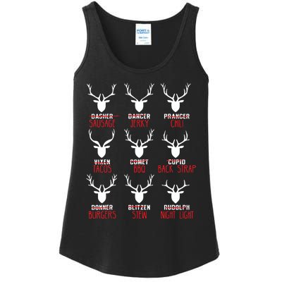 Funny Christmas Deer Hunters All Of Santas Reindeer Design Ladies Essential Tank