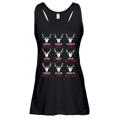 Funny Christmas Deer Hunters All Of Santas Reindeer Design Ladies Essential Flowy Tank