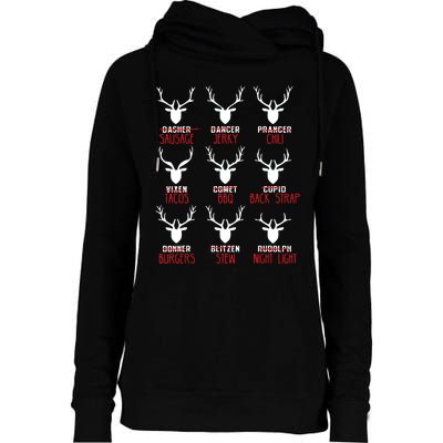 Funny Christmas Deer Hunters All Of Santas Reindeer Design Womens Funnel Neck Pullover Hood