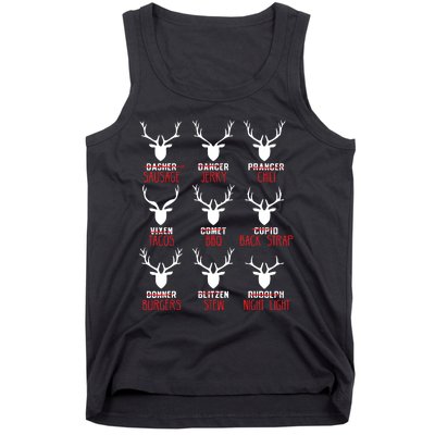 Funny Christmas Deer Hunters All Of Santas Reindeer Design Tank Top