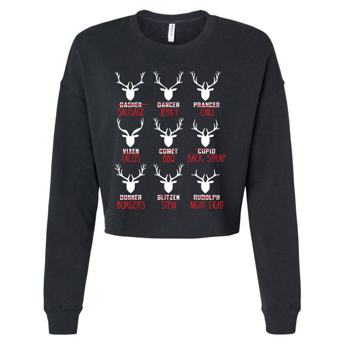 Funny Christmas Deer Hunters All Of Santas Reindeer Design Cropped Pullover Crew