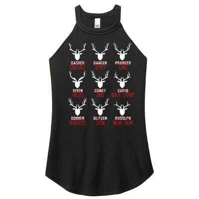 Funny Christmas Deer Hunters All Of Santas Reindeer Design Women's Perfect Tri Rocker Tank