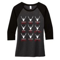 Funny Christmas Deer Hunters All Of Santas Reindeer Design Women's Tri-Blend 3/4-Sleeve Raglan Shirt