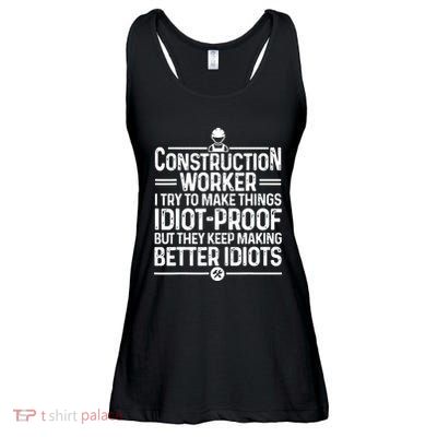 Funny Construction Design For Dad Construction Worker Ladies Essential Flowy Tank