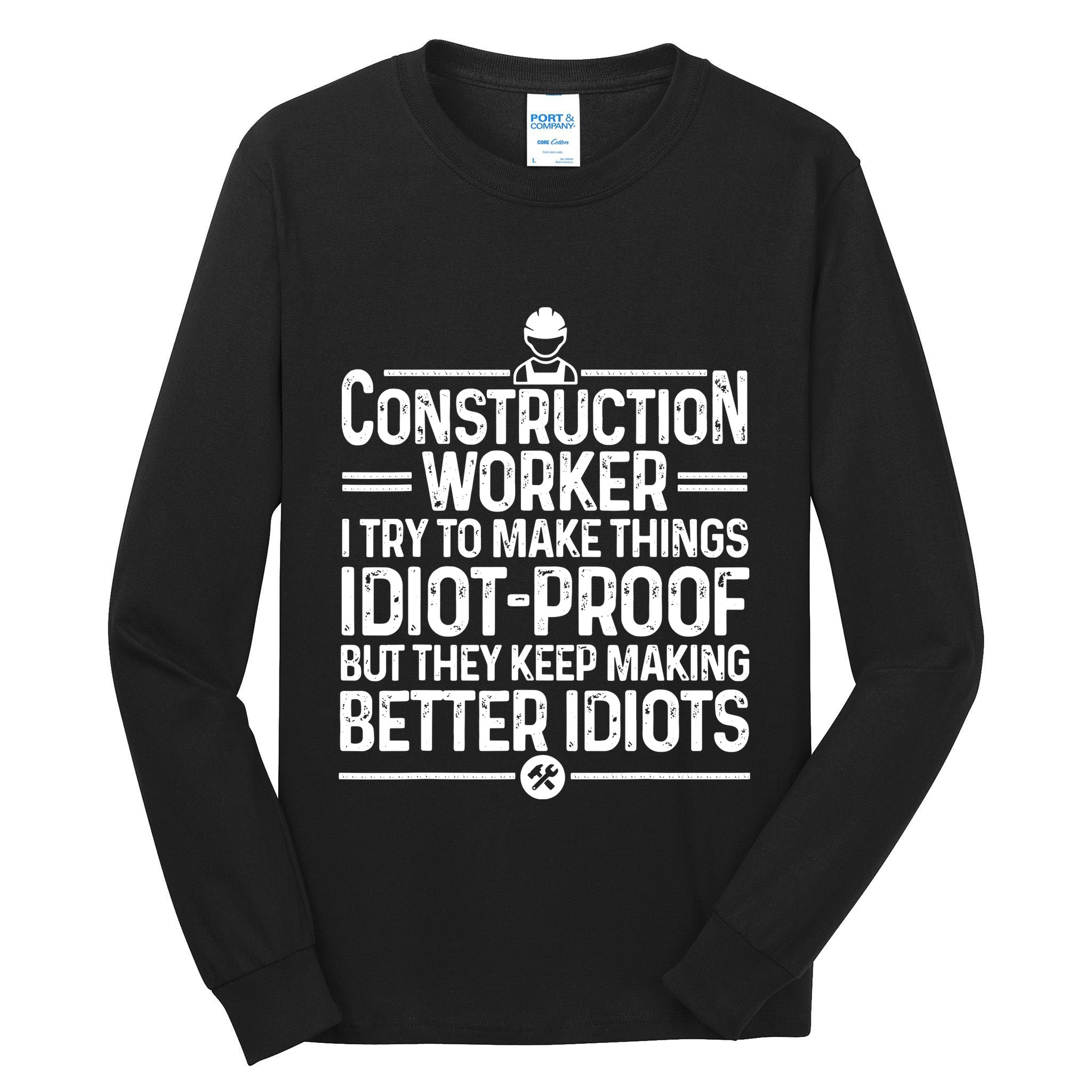 Funny Construction Design For Dad Construction Worker Tall Long Sleeve T-Shirt