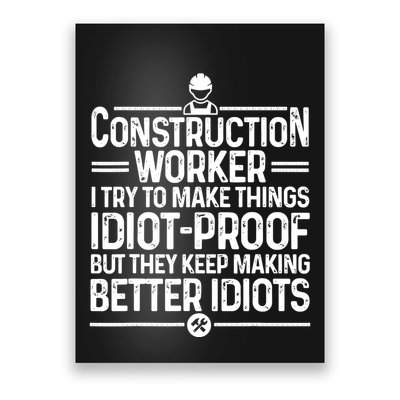Funny Construction Design For Dad Construction Worker Poster