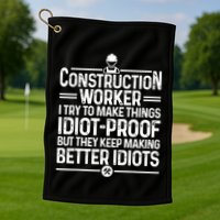 Funny Construction Design For Dad Construction Worker Golf Towel