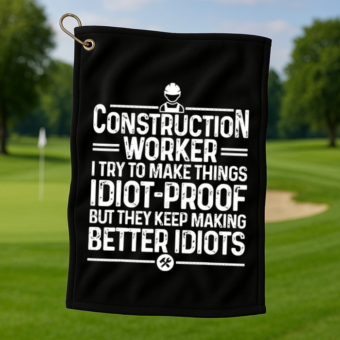 Funny Construction Design For Dad Construction Worker Golf Towel