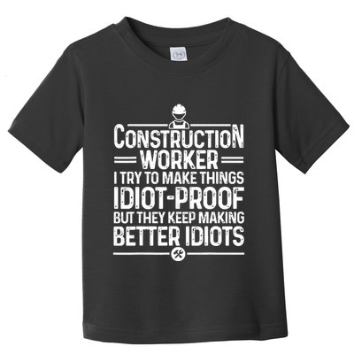 Funny Construction Design For Dad Construction Worker Toddler T-Shirt