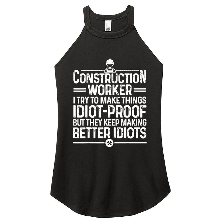 Funny Construction Design For Dad Construction Worker Women's Perfect Tri Rocker Tank