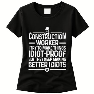 Funny Construction Design For Dad Construction Worker Womens T-Shirt