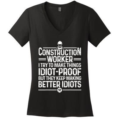 Funny Construction Design For Dad Construction Worker Women's V-Neck T-Shirt