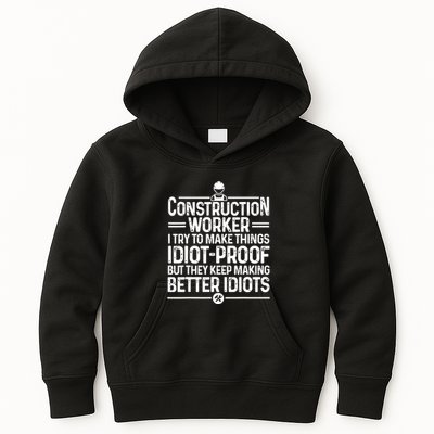 Funny Construction Design For Dad Construction Worker Kids Hoodie