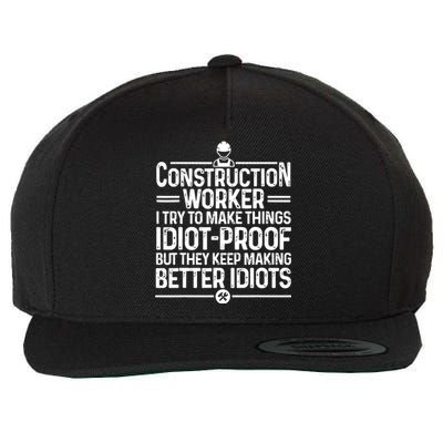 Funny Construction Design For Dad Construction Worker Wool Snapback Cap