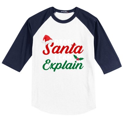 Funny Christmas Dear Santa I Can Explain Great Gift Baseball Sleeve Shirt