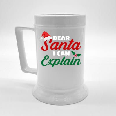 Funny Christmas Dear Santa I Can Explain Great Gift Beer Stein