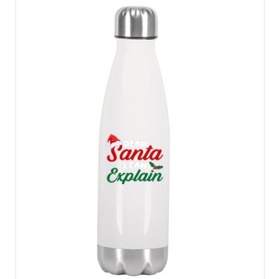 Funny Christmas Dear Santa I Can Explain Great Gift Stainless Steel Insulated Water Bottle