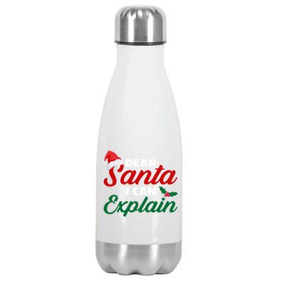 Funny Christmas Dear Santa I Can Explain Great Gift Stainless Steel Insulated Water Bottle