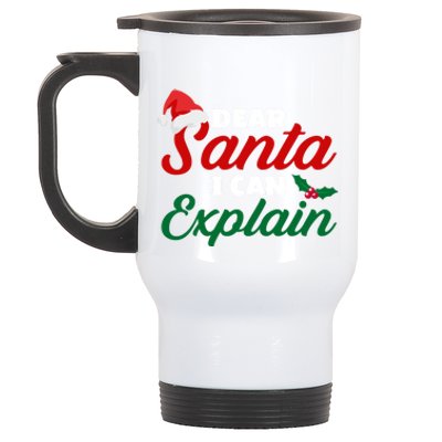 Funny Christmas Dear Santa I Can Explain Great Gift Stainless Steel Travel Mug