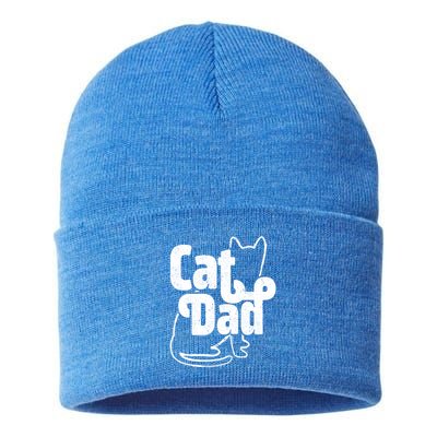 Funny Cat Dad Cat Lover Gift Cool Gift Sustainable Knit Beanie