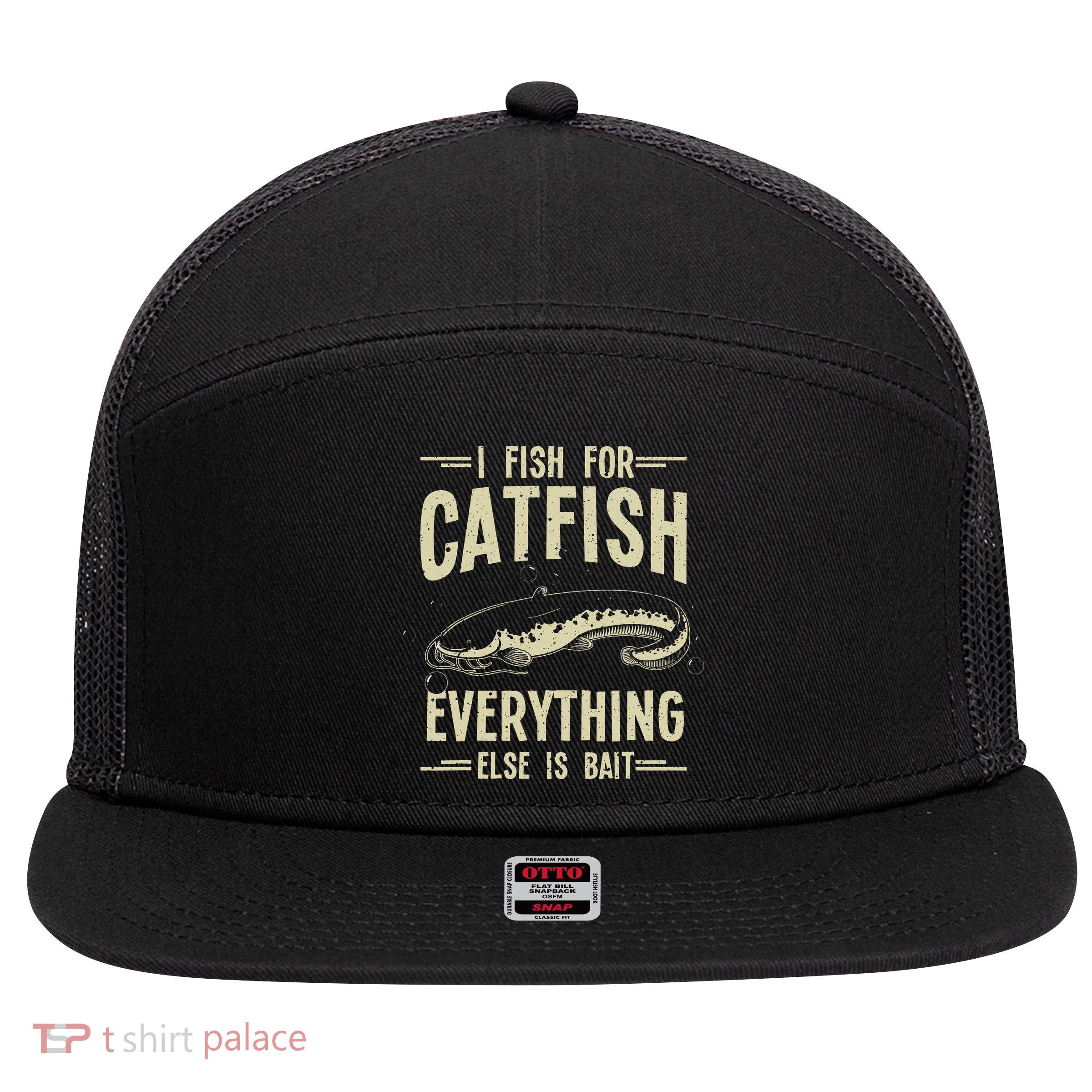 Funny Catfishing Design For Catfish Fishing Hunter 7 Panel Mesh Trucker Snapback Hat