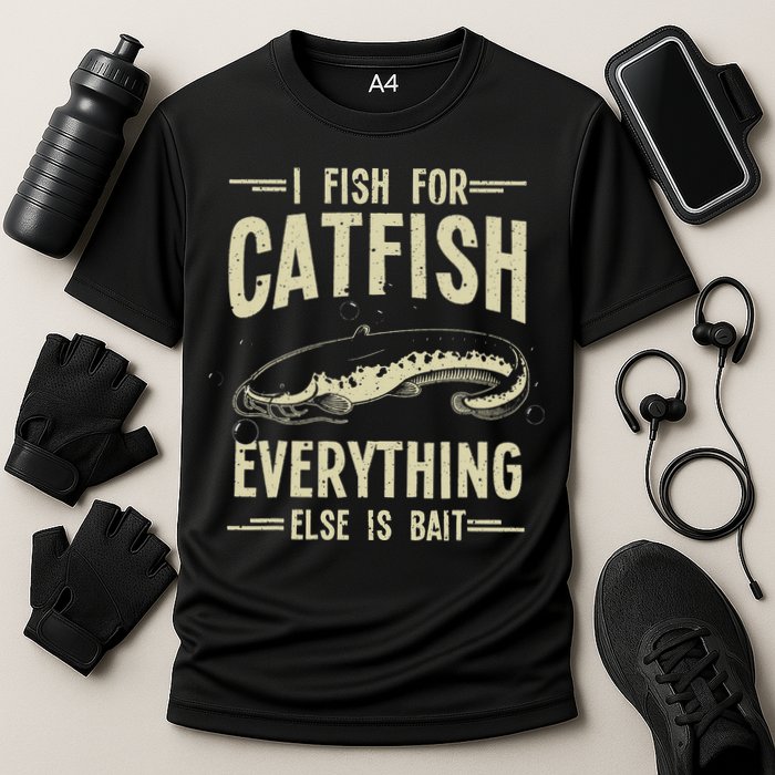 Funny Catfishing Design For Catfish Fishing Hunter Cooling Performance Crew T-Shirt