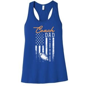 Football Coach Dad Like A Normal Dad Only Cooler Usa Flag Gift Women's Racerback Tank