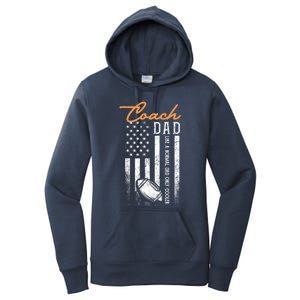 Football Coach Dad Like A Normal Dad Only Cooler Usa Flag Gift Women's Pullover Hoodie