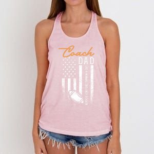 Football Coach Dad Like A Normal Dad Only Cooler Usa Flag Gift Women's Knotted Racerback Tank