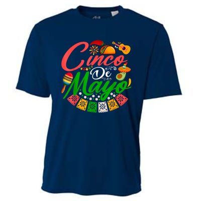 Fiesta Cinco De Mayo Mexican Maracas Tacos Avocado Sombrero Cooling Performance Crew T-Shirt