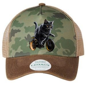 Funny Cat Drives Bicycle Cat Lover Graphic Cats Kitten Lover Legacy Tie Dye Trucker Hat