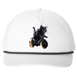 Funny Cat Drives Bicycle Cat Lover Graphic Cats Kitten Lover Snapback Five-Panel Rope Hat