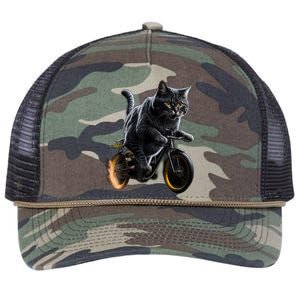 Funny Cat Drives Bicycle Cat Lover Graphic Cats Kitten Lover Retro Rope Trucker Hat Cap