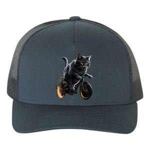 Funny Cat Drives Bicycle Cat Lover Graphic Cats Kitten Lover Yupoong Adult 5-Panel Trucker Hat