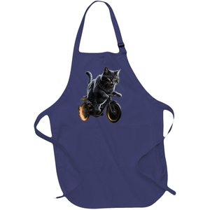 Funny Cat Drives Bicycle Cat Lover Graphic Cats Kitten Lover Full-Length Apron With Pockets