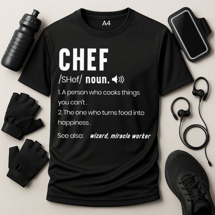 Funny Chef Description Culinary Cooking Baking Whisk Taker Performance Shirt