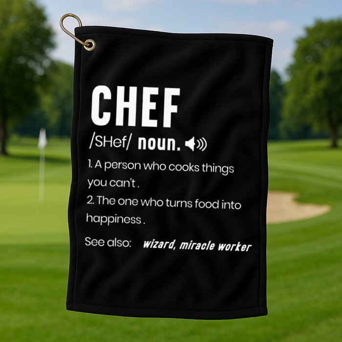 Funny Chef Description Culinary Cooking Baking Whisk Taker Golf Towel