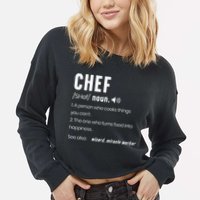 Funny Chef Description Culinary Cooking Baking Whisk Taker Cropped Pullover Crew