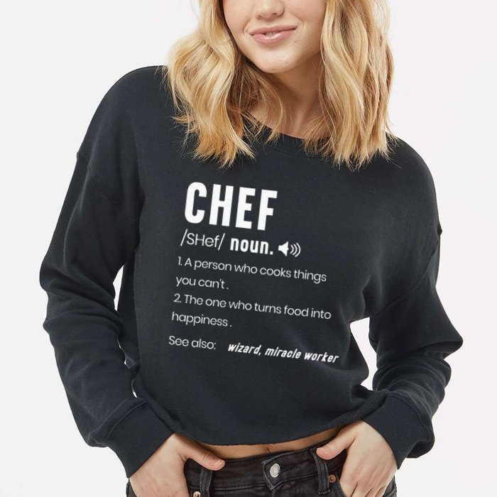 Funny Chef Description Culinary Cooking Baking Whisk Taker Cropped Pullover Crew