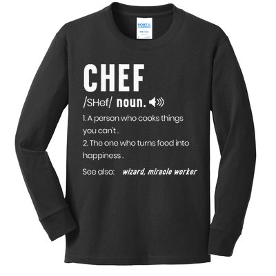 Funny Chef Description Culinary Cooking Baking Whisk Taker Kids Long Sleeve Shirt