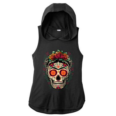 Frida Calavera Dia De Los Muertos Day Of The Dead Ladies PosiCharge Tri-Blend Wicking Draft Hoodie Tank